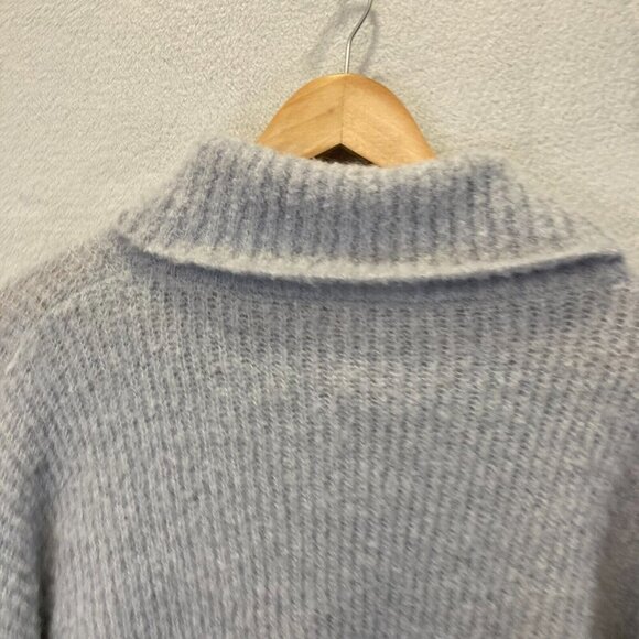 525 Slouchy Cropped Turtleneck Sweater Womens XL Gray Knit Fuzzy Oversized Beach - Picture 12 of 12
